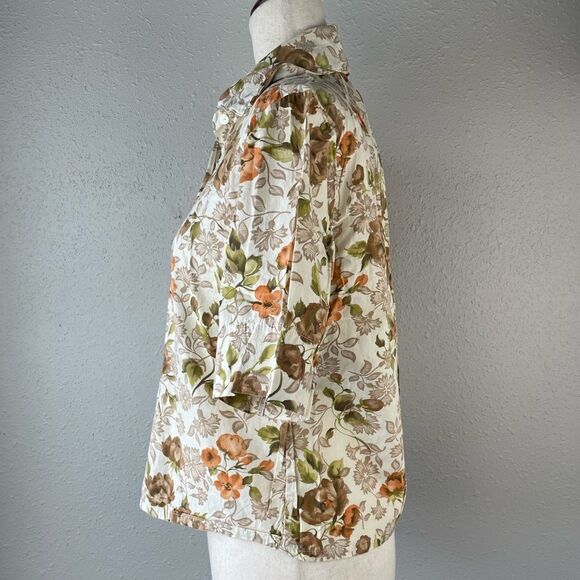 Vintage 70s Accent Floral Button Down Shirt Size 38 - Picture 3 of 5